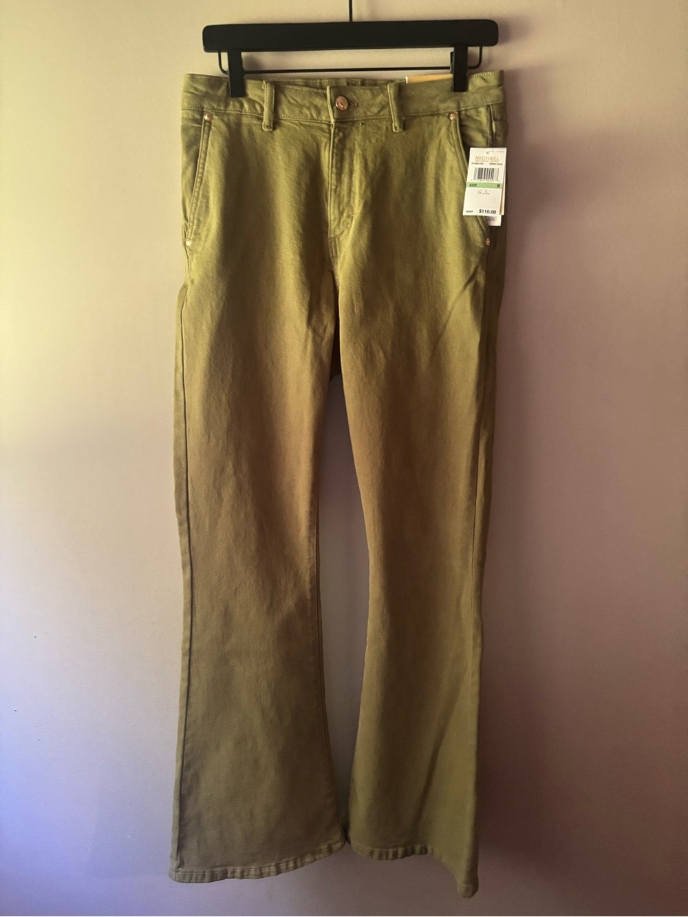 Michael Kors Olive Green Wide Leg Jeans